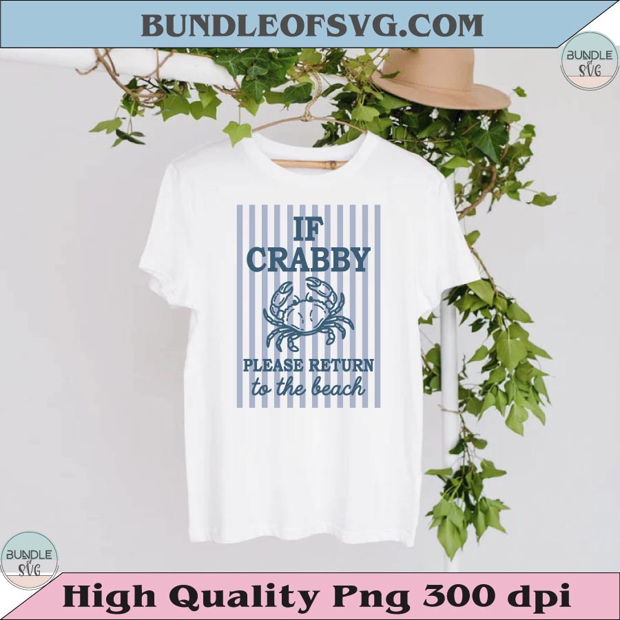 If Crabby Please Return To The Beach Svg Striped Summer Png Postage Stamp - BundleofSVG