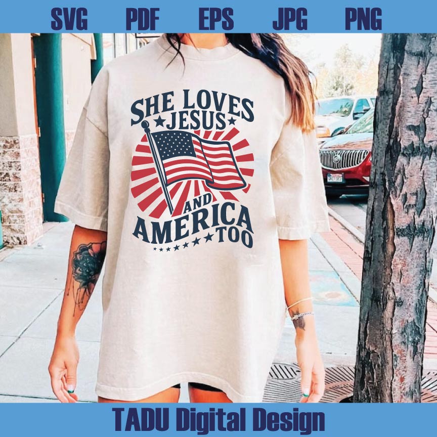4th of july Svg Loves Jesus And America Too Svg America Christian Png Svg Dxf Eps Files - BundleofSVG