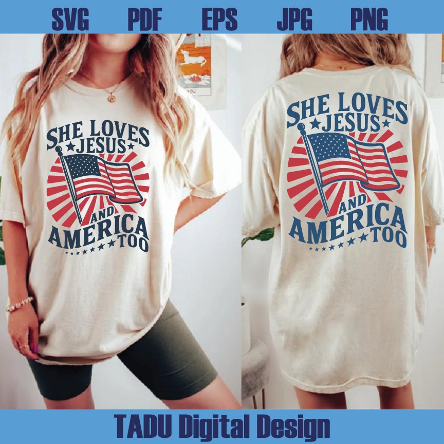 4th of july Svg Loves Jesus And America Too Svg America Christian Png Svg Dxf Eps Files - BundleofSVG