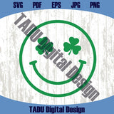 Shamrock Smiley Face Svg Happy St Patricks Smiley Clover Face Svg