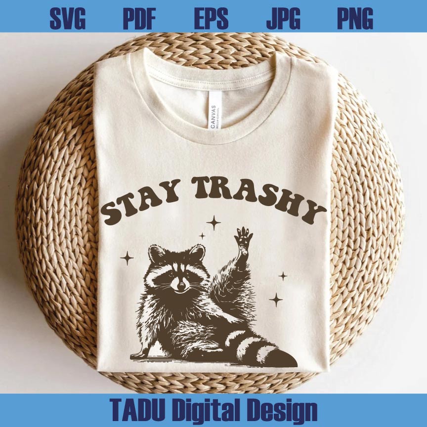 Stay Trashy Png Vintage 90s Funny Racoon Svg Retro Y2k Meme Png
