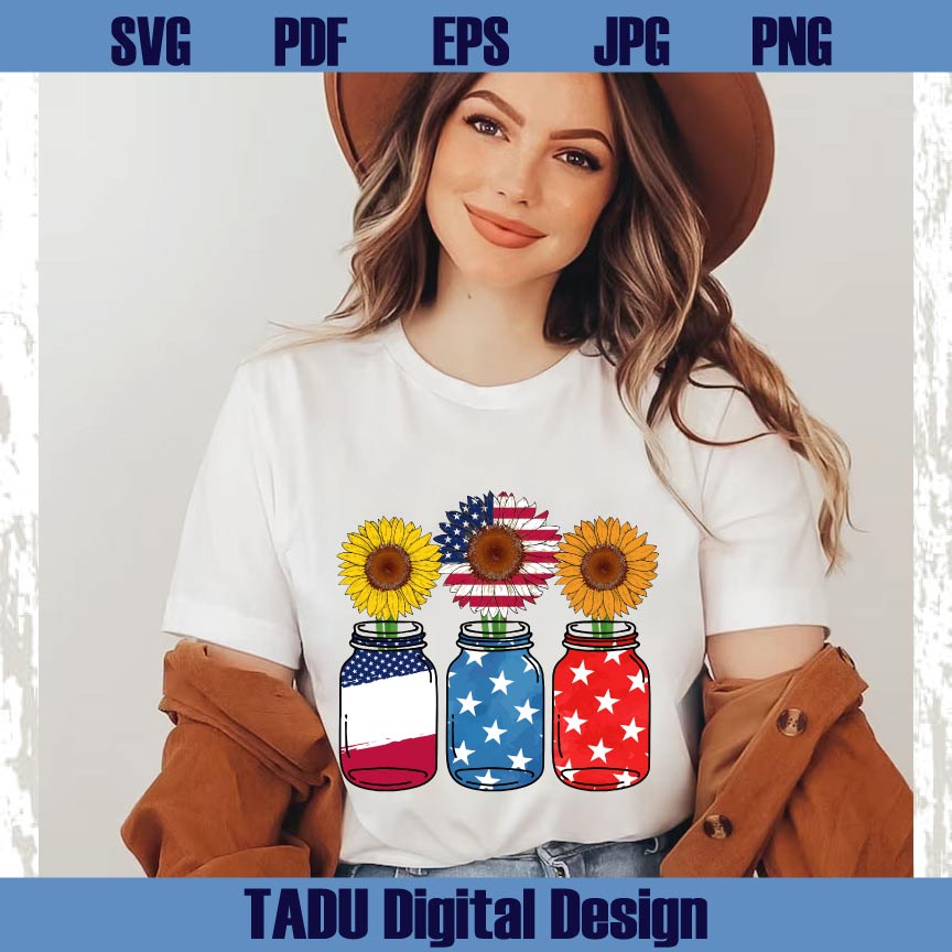 4th of July Sunflowers Png Patriotic Sunflower Png USA Sunflower Png Files