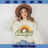 Rainbow Thankful Png Vintage Thanksgiving Svg Retro Thankful Png