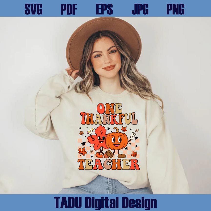 One Thankful Teacher Png Pumkin Teacher Svg Fall Thanksgiving Png