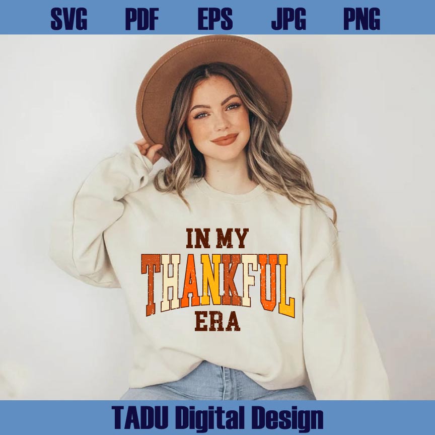 In My Thankful Era Png Thanksgiving Svg Retro Varsity Thankful Png