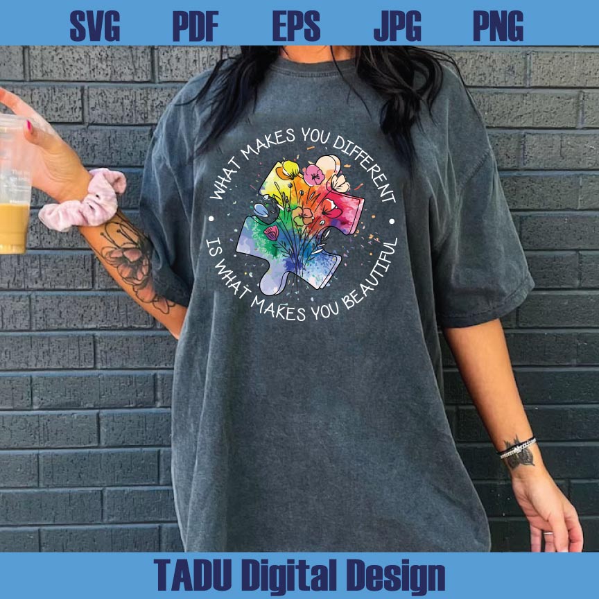 What Make You Different Make You Beautiful Autism Puzzle Png - BundleofSVG
