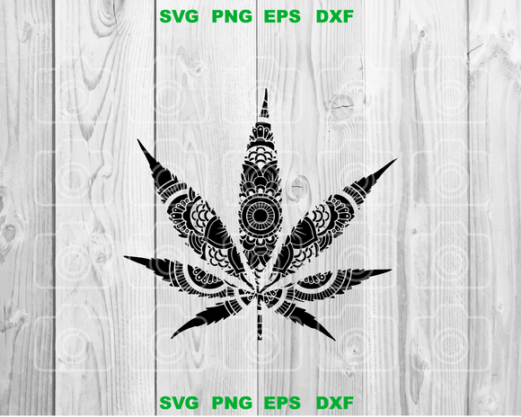 Mandala Cannabis Leaf svg Mandala Marijuana svg Mandala weed shirt svg png jpg dxf eps cutting files silhouette cameo cricut