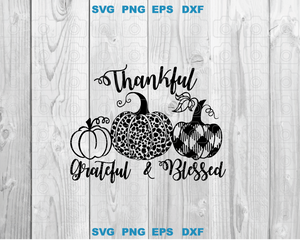 Thankful Grateful Blessed svg Leopard tran Pumpkin svg Buffalo Plaid Pumpkin Silhouette Fall svg png dxf eps cut files Cameo Cricut