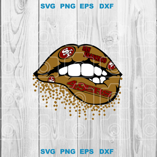 Love San Francisco 49ers Lips svg Lips Super Bowl American Football Rugby sign shirt decor svg png dxf eps cut files cameo cricut - BundleofSVG