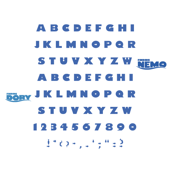 Finding Nemo Font SVG Finding Dory Font Alphabet SVG Letters Numbers birthday svg png dxf cut files Cricut - BundleofSVG