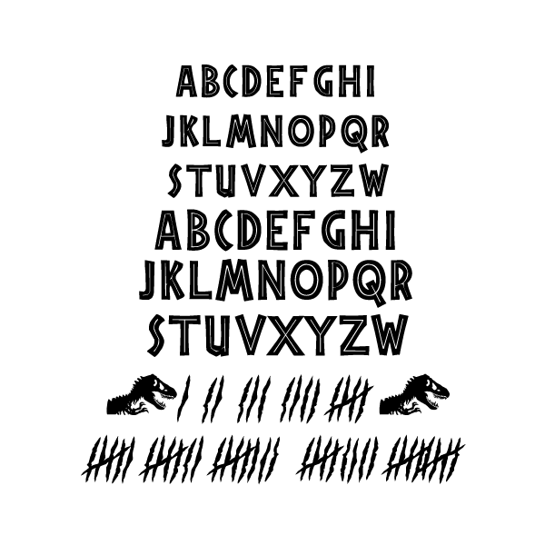 Jurassic world Font SVG Jurassic Park Letters Alphabet SVG Jurassic Numbers birthday decor party shirt svg png dxf cut files Cameo Cricut