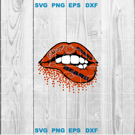 Love  Chicago Bears Lips svgSuper Bowl American Football  Lips Rugby shirt High Quality svg png dxf eps printable cut files cricut - BundleofSVG
