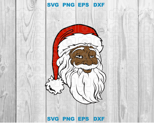 Black Santa Claus svg Black Believe Santa Claus Svg African American Santa face svg Cool Santa svg png dxf eps digital download files