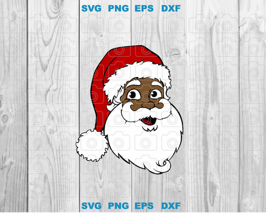 Black Santa Claus svg Black Believe Santa Claus Svg African American Santa face svg Cool Santa svg png dxf eps digital download files
