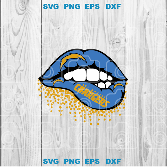 Love Los Angeles Chargers Lips svg Lips Super Bowl American Football Rugby sign shirt decor svg png dxf eps cut files cameo cricut