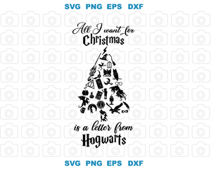 All i want for Christmas is a letter from Hogwart svg Funny Merry Christmas svg Harry Christmas svg png dxf eps Instant download files