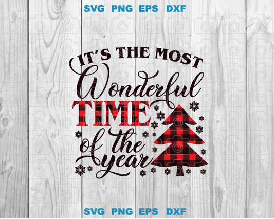 Its the most wonderful time of year svg Merry Christmas svg Plaid Christmas tree svg png dxf eps digital download files