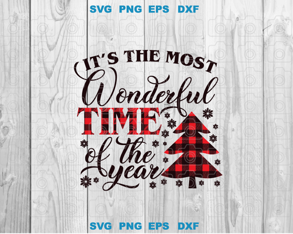 Its the most wonderful time of year svg Merry Christmas svg Plaid Christmas tree svg png dxf eps digital download files