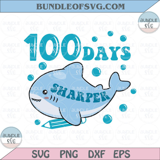 100 Days Sharper Svg Happy 100 days of School Boy Shark Svg Png Sublimation Svg Dxf Eps Files - BundleofSVG