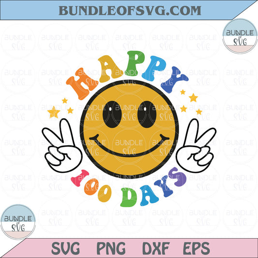 100 days of School Svg Smiling Happy 100th day Smiley Teacher Png Svg Dxf Eps Files - BundleofSVG