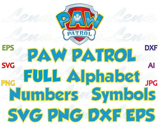 Paw Patrol Font SVG Paw Patrol Alphabet SVG Paw Patrol Letters SVG Numbers Paw Patrol birthday decor party svg png dxf cut file Cameo Cricut - BundleofSVG
