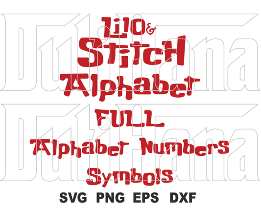 Lilo and Stitch Font SVG Alphabet SVG Letter Numbers Birthday shirt decor Party Invitation Print svg png dxf cut file silhouette Cricut - BundleofSVG