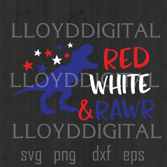 American flag Dinosaur T rex SVG USA glasses Red White and Rawr svg 4th July patriotic Baby boy svg png dxf eps file for cameo cricut - BundleofSVG