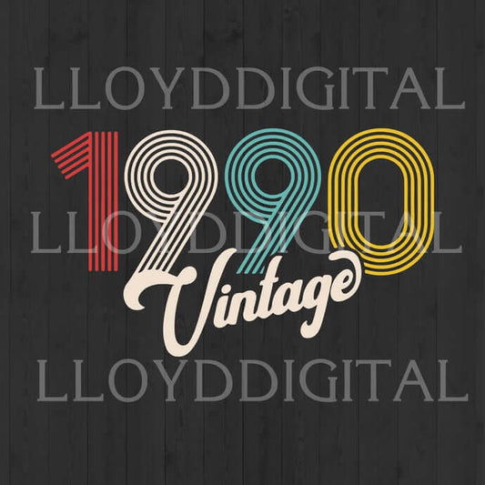 30th birthday svg, 1990 svg, SVG, PDF, vintage 1990 Party Birthday Design shirt svg png jpg dxf eps cutting files silhouette cameo cricut - BundleofSVG