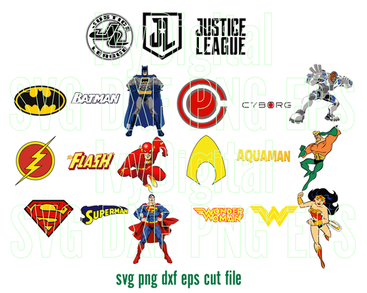 Justice league SVG justice league clipart superhero logo justice league Birthday invitation Poster party svg png pdf dxf file cameo cricut - BundleofSVG