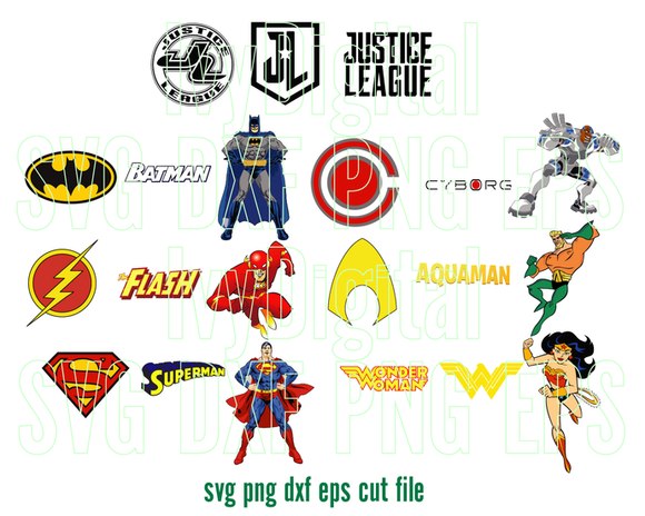 Justice league SVG justice league clipart superhero logo justice league Birthday invitation Poster party svg png pdf dxf file cameo cricut
