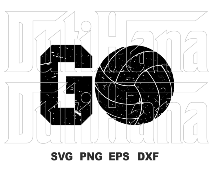 Go Volleyball Svg GO Distress Volleyball Distressed svg eps dxf png cut files cameo cricut - BundleofSVG