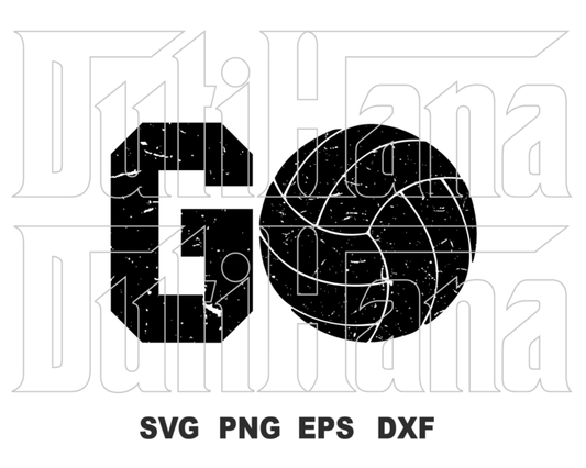 Go Volleyball Svg GO Distress Volleyball Distressed svg eps dxf png cut files cameo cricut - BundleofSVG
