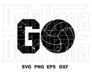 Go Volleyball Svg GO Distress Volleyball Distressed svg eps dxf png cut files cameo cricut