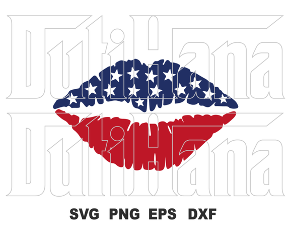 American Flag Lips SVG Lips svg Lips USA Fourth of July July 4th Shirt Blue Lives Matter svg png dxf eps file cameo cricut
