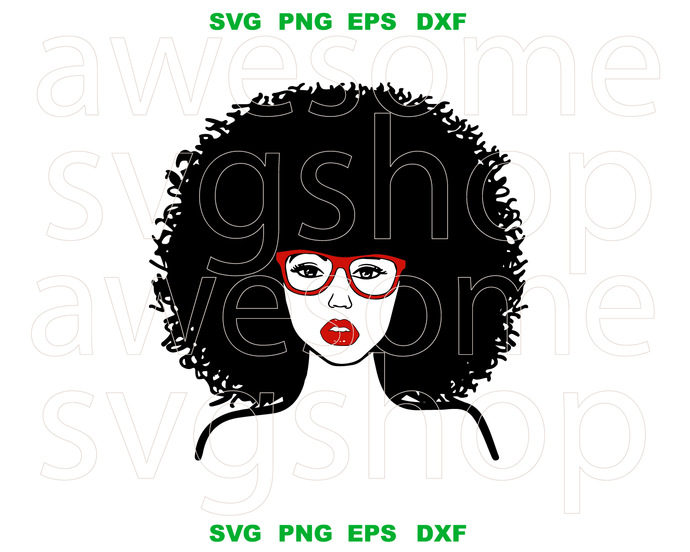 Afro Woman with Glasses SVG Afro Girl lady Shirt Black Woman Sorority art Silhouette Digital Download svg png dxf cut files cameo cricut - BundleofSVG