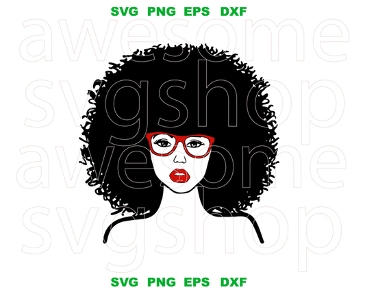 Afro Woman with Glasses SVG Afro Girl lady Shirt Black Woman Sorority art Silhouette Digital Download svg png dxf cut files cameo cricut - BundleofSVG