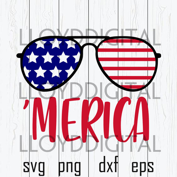 USA American Flag glasses Merica svg Merica sunglasses shirt Independence Day US 4th of July svg png dxf eps file for cameo cricut