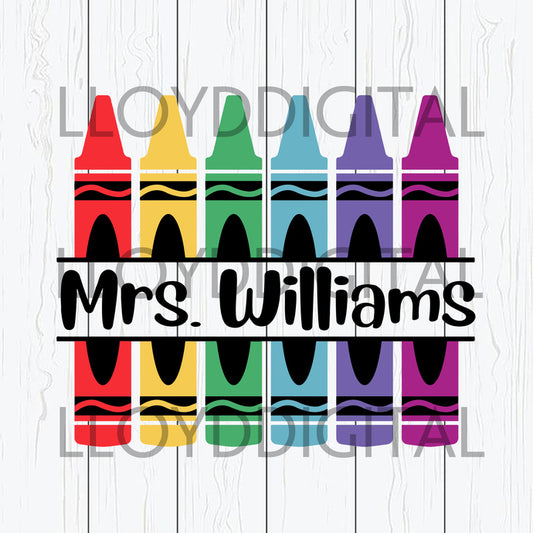 Crayon Split Monogram SVG Teacher Crayons svg School svg Crayon Split birthday svg eps png dxf cutting files cameo cricut - BundleofSVG