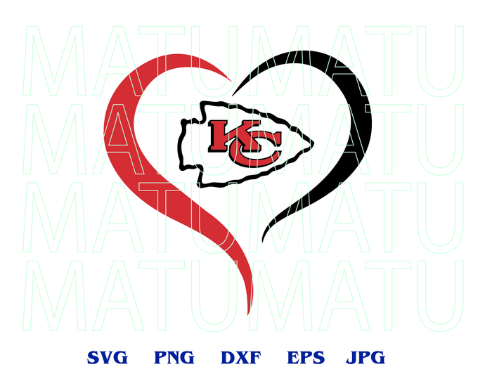 Kansas City Chiefs Heart svg Open Heart Super Bowl American Football Rugby sign shirt decor svg png dxf eps cut files cameo cricut - BundleofSVG