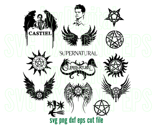 Supernatural SVG Super hero Clipart Supernatural logo sign Pentagram symbol SVG decor Birthday party svg eps dxf png files cameo cricut