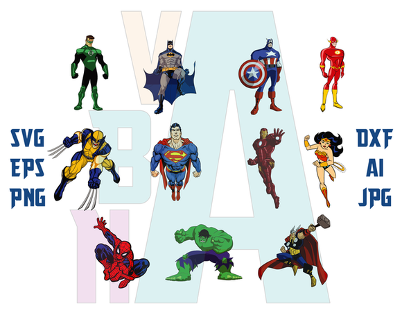 Pack of 10 Super heroes Theme Birthday Invites
