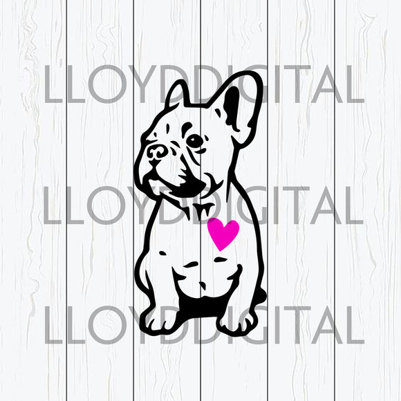 French Bulldog Love heart SVG Peeking Paws Animal clipart Silhouette Party Banner Decor printable svg png dxf cut files cameo cricut