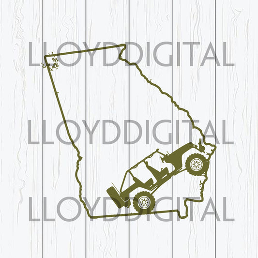 Georgia GA Jeep svg Home State outline 4 door wrangler style svg shirt svg png dxf eps cut files Silhouette Cameo Cricut - BundleofSVG