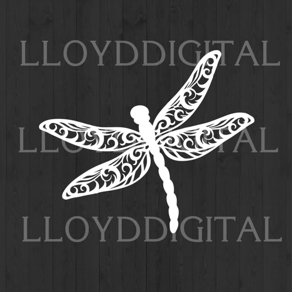 Fancy Swirly Dragonfly svg head Flower svg lion Floral animals Boho birthday svg eps png dxf cutting files cameo cricut
