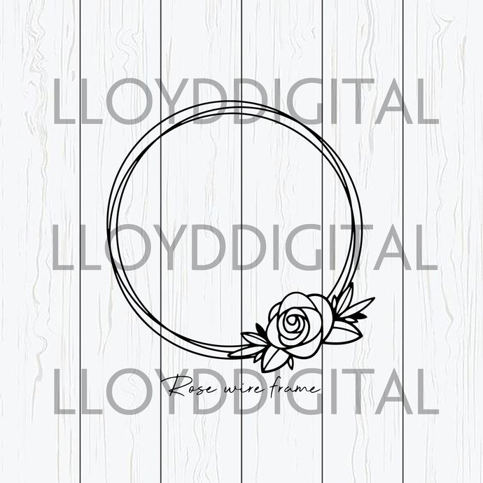 Rose Wire Frame SVG, Flower Frame SVG, Rose Flower SVG, Wedding Ornament svg png jpg dxf eps cutting files silhouette cameo cricut - BundleofSVG