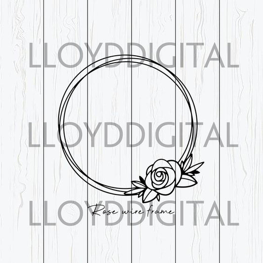 Rose Wire Frame SVG, Flower Frame SVG, Rose Flower SVG, Wedding Ornament svg png jpg dxf eps cutting files silhouette cameo cricut - BundleofSVG