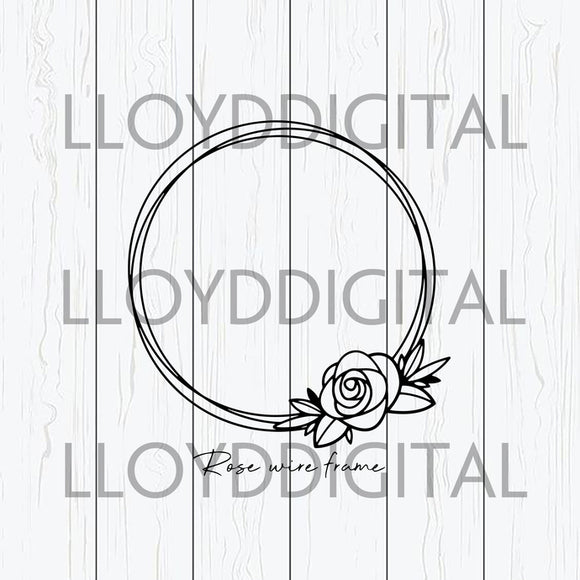 Rose Wire Frame SVG, Flower Frame SVG, Rose Flower SVG, Wedding Ornament svg png jpg dxf eps cutting files silhouette cameo cricut