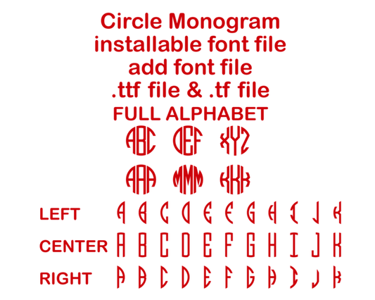 Round Circle Monogram font file ttf otf font true type font installable on PC Mac Cricut font Download letter decor shirt party birthday - BundleofSVG