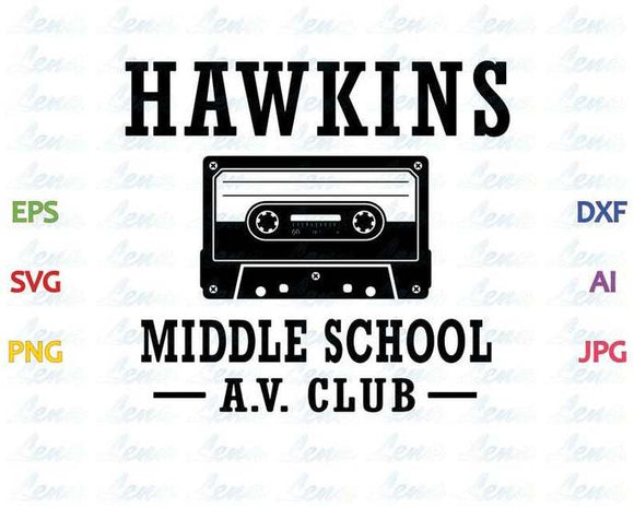 Stranger things av club SVG Stranger things Hawkins middle school av club logo shirt Party Gifts svg png dxf eps cut file for cameo cricut