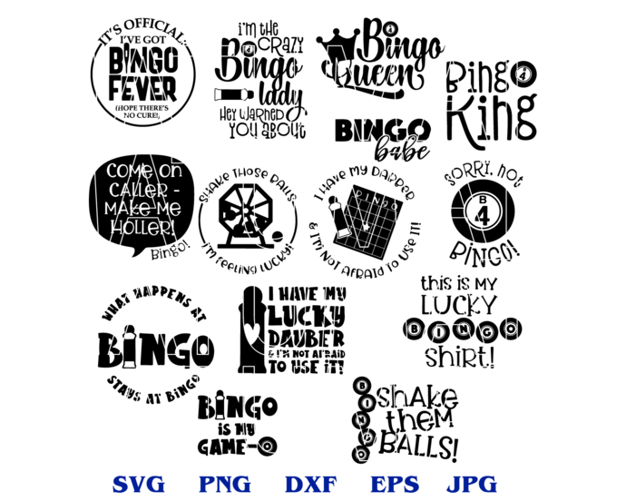 Bundle 14 Bingo svg Bingo King Queen lover t shirt Bingo Night printable crafts gifts game Party svg png dxf files silhouette cameo cricut - BundleofSVG